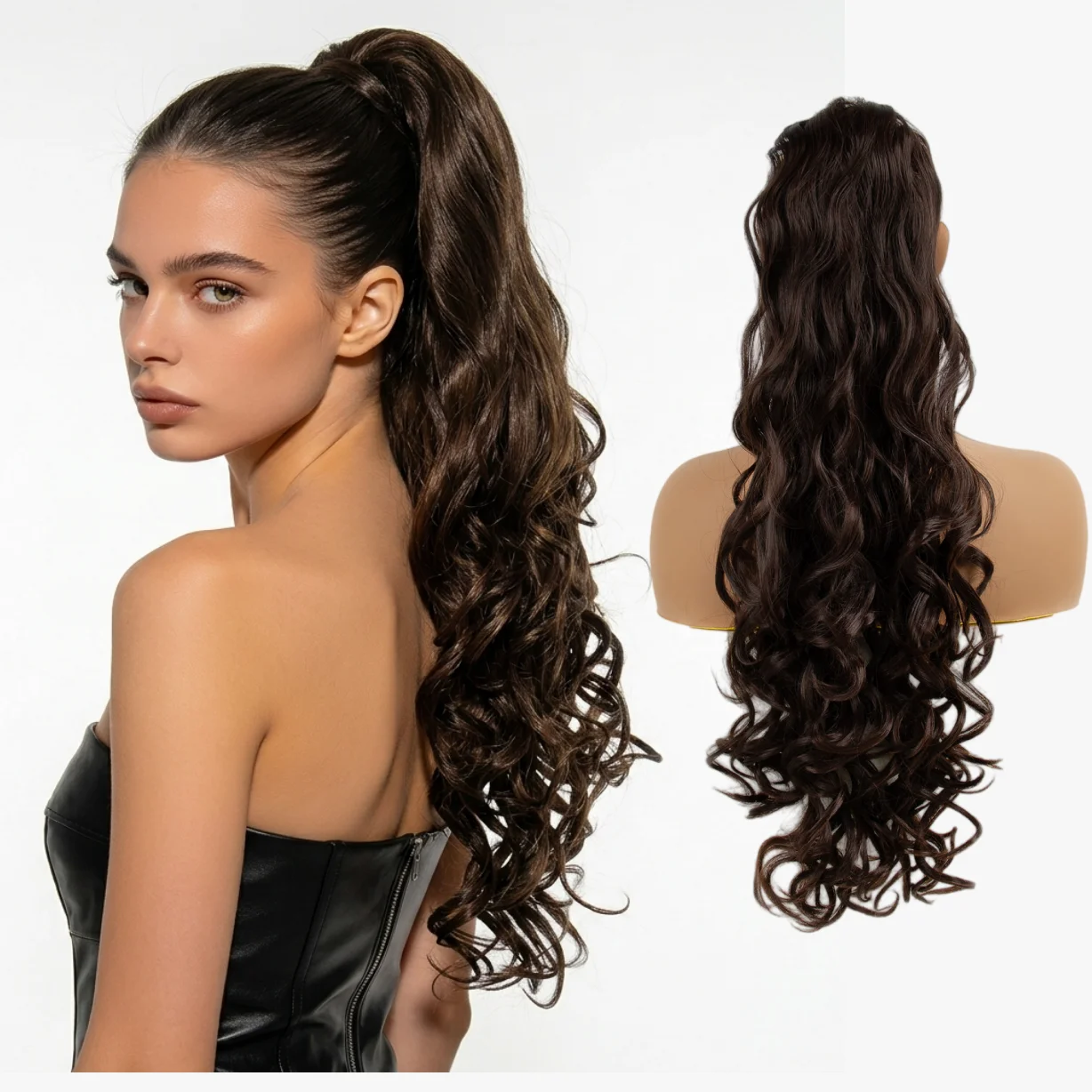 26" Ponytail Extensions Long Curly Wavy Drawstring Ponytail Hair Extension With Combs on PonyTails Synthetic Hairpiece
26" Ponytail Extensions Long Curly Wavy Drawstring Ponytail Hair Extension With Combs on PonyTails Synthetic Hairpiece