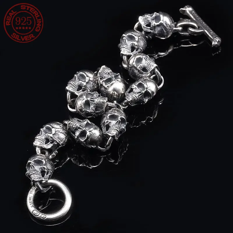 S925 Silver American Garber Style Handmade Skull Motorcycle Hand String Trend Men's and Women's Skeleton Vintage Punk Bracelet
S925 Silver American Garber Style Handmade Skull Motorcycle Hand String Trend Men's and Women's Skeleton Vintage Punk Bracelet