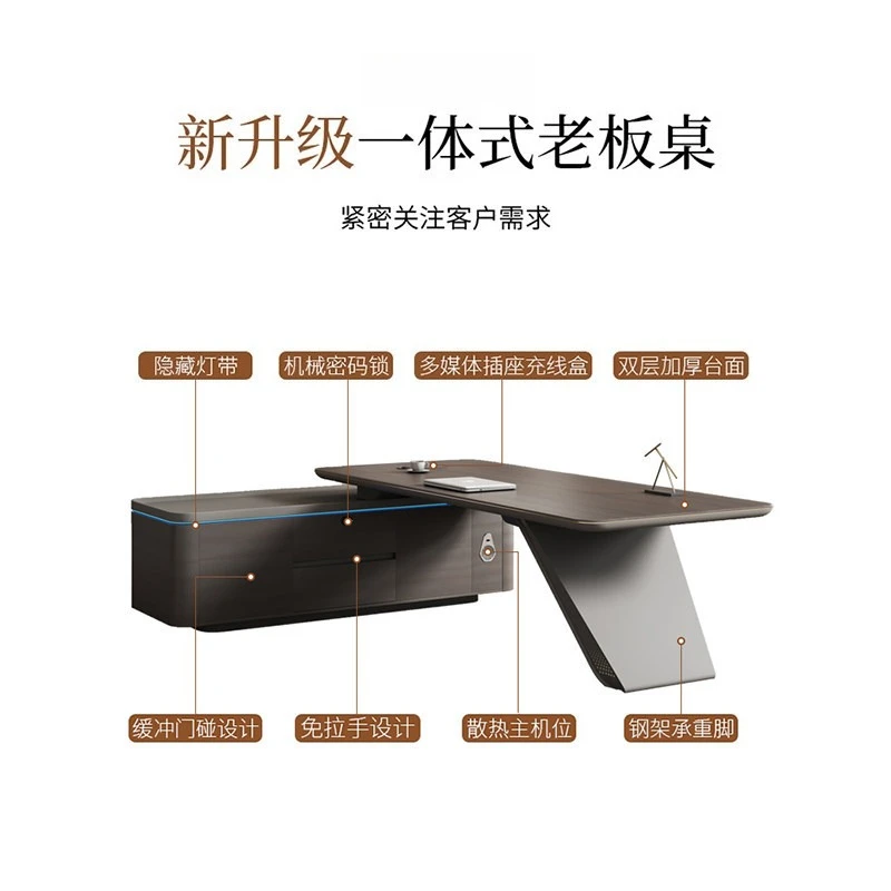 Office furniture, high-end desk, light luxury president, large desk, office desk and chair combination
Office furniture, high-end desk, light luxury president, large desk, office desk and chair combination