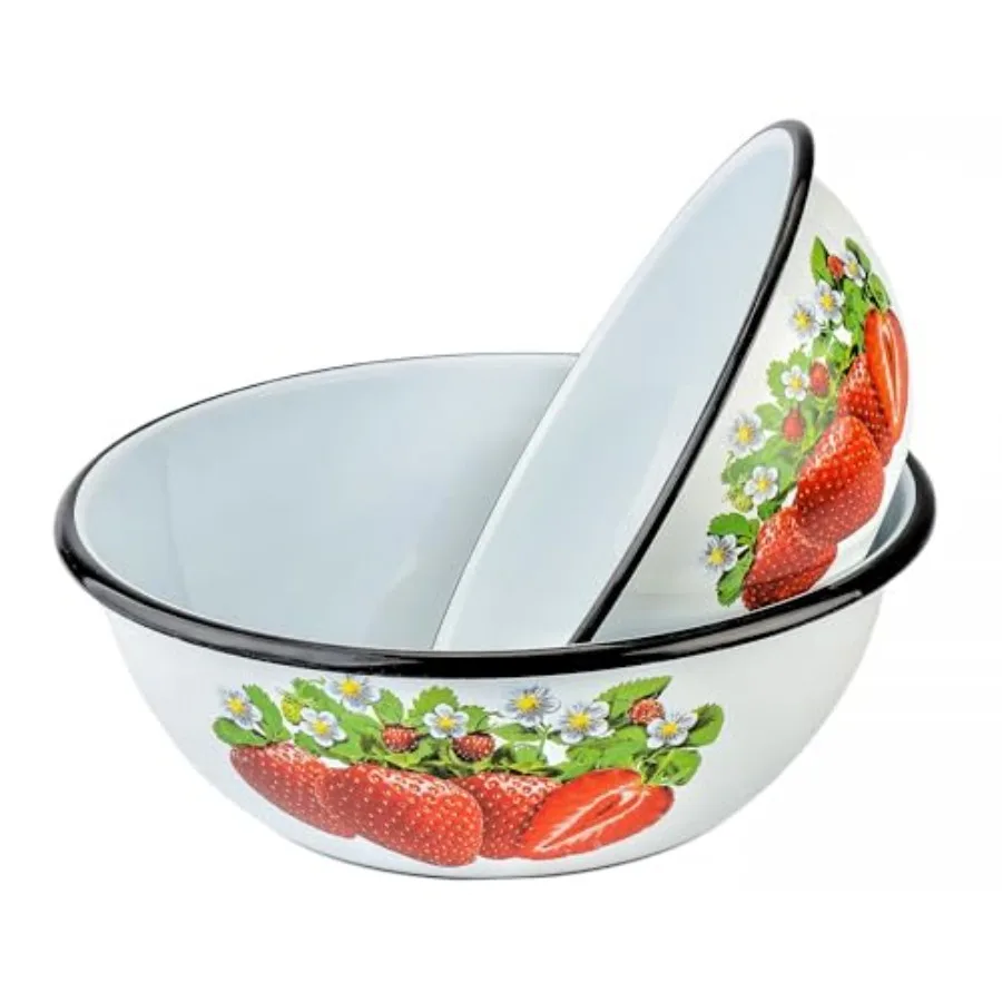 Enamel Bowl Set of 2, Enamel Serving Bowl, Enameled Steel Mixing Bowl for Cooking Prepping, Vintage Salad Bowl Strawberry 2.7 Q
Enamel Bowl Set of 2, Enamel Serving Bowl, Enameled Steel Mixing Bowl for Cooking Prepping, Vintage Salad Bowl Strawberry 2.7 Q