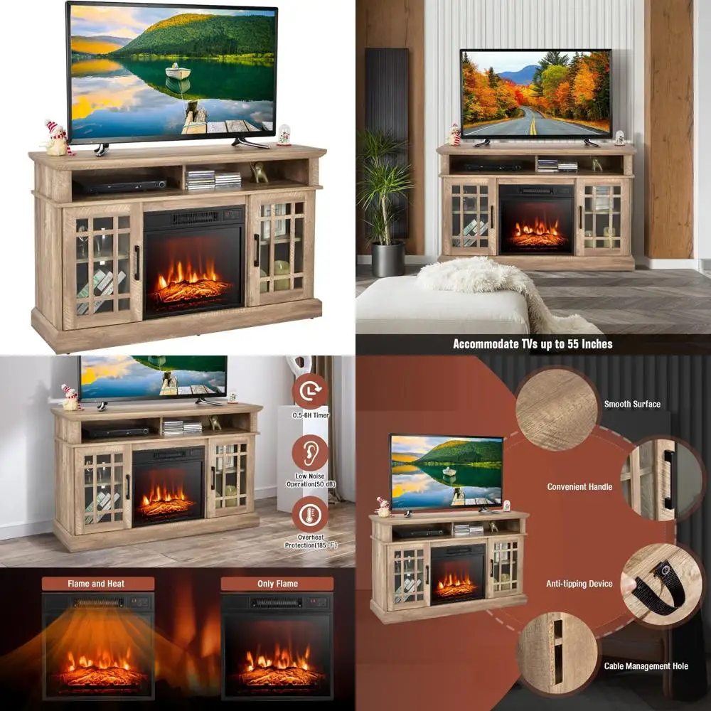 55 Freestanding Wooden TV Stand with 18 Electric Fireplace, 48 TV Console Entertainment Center
55 Freestanding Wooden TV Stand with 18 Electric Fireplace, 48 TV Console Entertainment Center