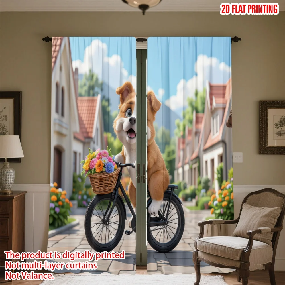2D flat printing 2pcs Curtain Dog on Bicycle Path Digital Printed Polyester Drapes Festive Curtains Use for Bedroom Office
2D flat printing 2pcs Curtain Dog on Bicycle Path Digital Printed Polyester Drapes Festive Curtains Use for Bedroom Office