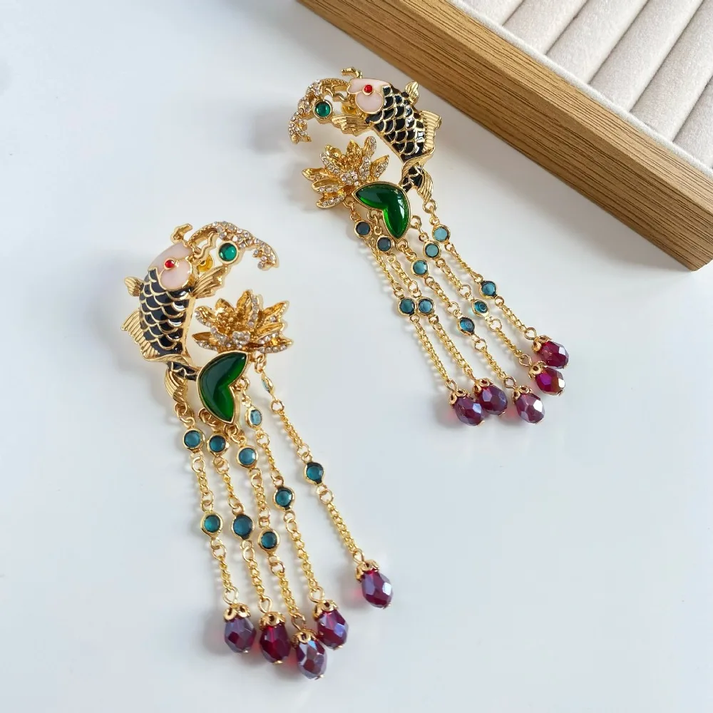 New Chinese Style Statement Medieval Long Tassel Dangle Earrings for Women Hot Style Light Luxury, Niche Ancient Style Earrings
New Chinese Style Statement Medieval Long Tassel Dangle Earrings for Women Hot Style Light Luxury, Niche Ancient Style Earrings