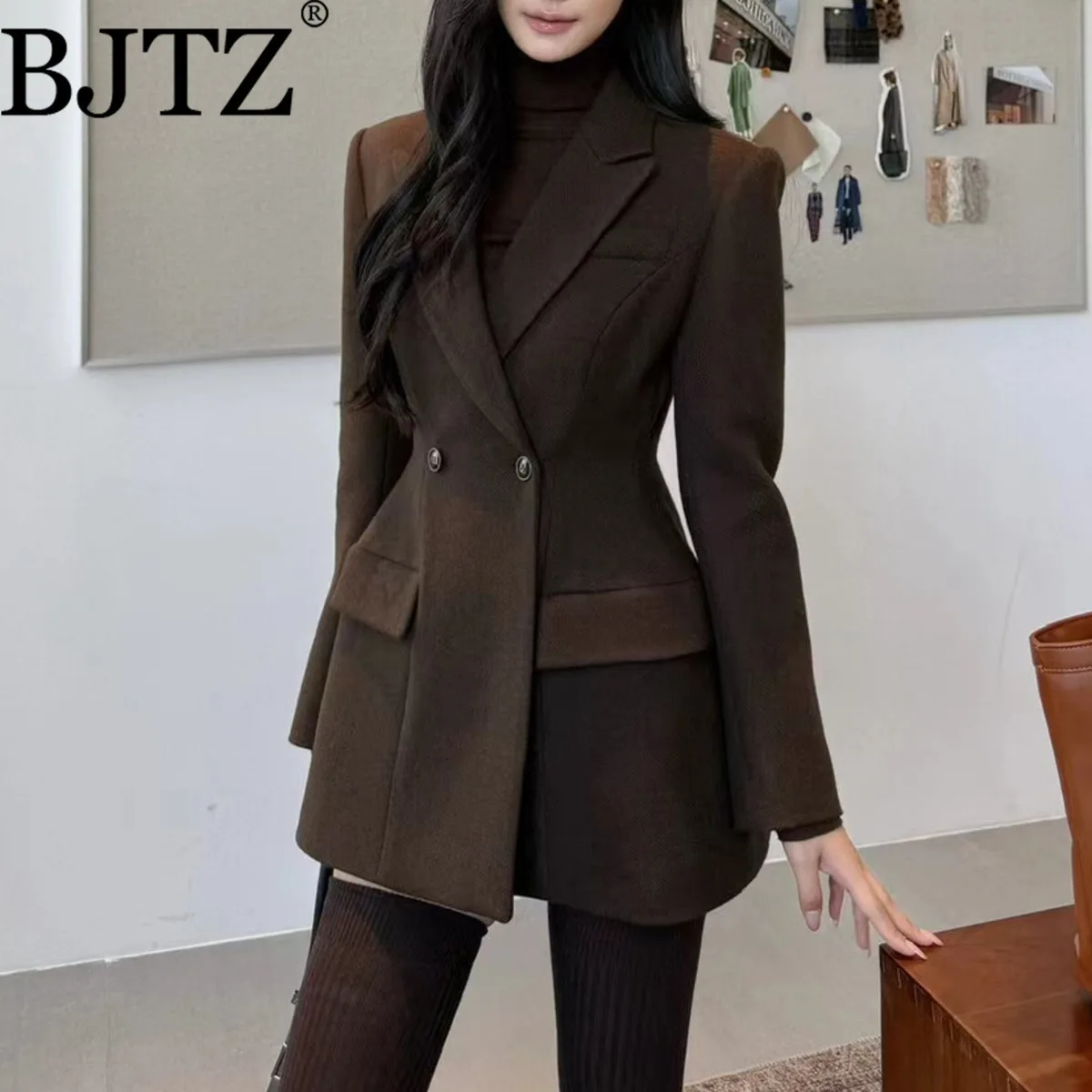 BJTZ Women’s Thickened Wool Blend Belted Mid-Long Blazer Jacket Autumn Winter Office Commute Chic Workwear Outfit
BJTZ Women’s Thickened Wool Blend Belted Mid-Long Blazer Jacket Autumn Winter Office Commute Chic Workwear Outfit