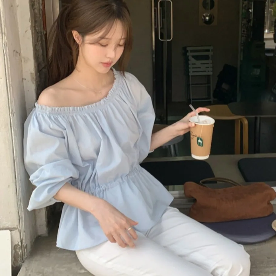 Elegant Drawstring Waist Long Sleeve round Neck Shirt Women Pure Desire Shoulder Exposure Delicate Shirt Commute Style Korean...
Elegant Drawstring Waist Long Sleeve round Neck Shirt Women Pure Desire Shoulder Exposure Delicate Shirt Commute Style Korean...