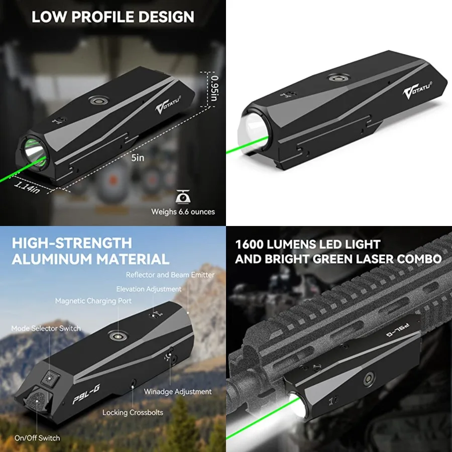 P9L-G Tactical Light Laser Combo - 1600 Lumens LED and Green Laser Sight for Picatinny Rails with Magnetic Charger and Momentar
P9L-G Tactical Light Laser Combo - 1600 Lumens LED and Green Laser Sight for Picatinny Rails with Magnetic Charger and Momentar