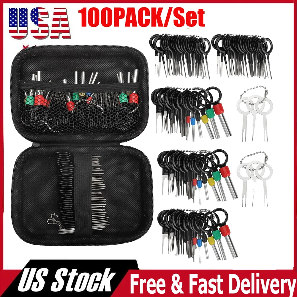 New 100 PCS Car Terminal Removal Repair Tools Electrical Wiring Crimp Connector Pin Extractor Kit Keys Automotive Plug Pullers
New 100 PCS Car Terminal Removal Repair Tools Electrical Wiring Crimp Connector Pin Extractor Kit Keys Automotive Plug Pullers