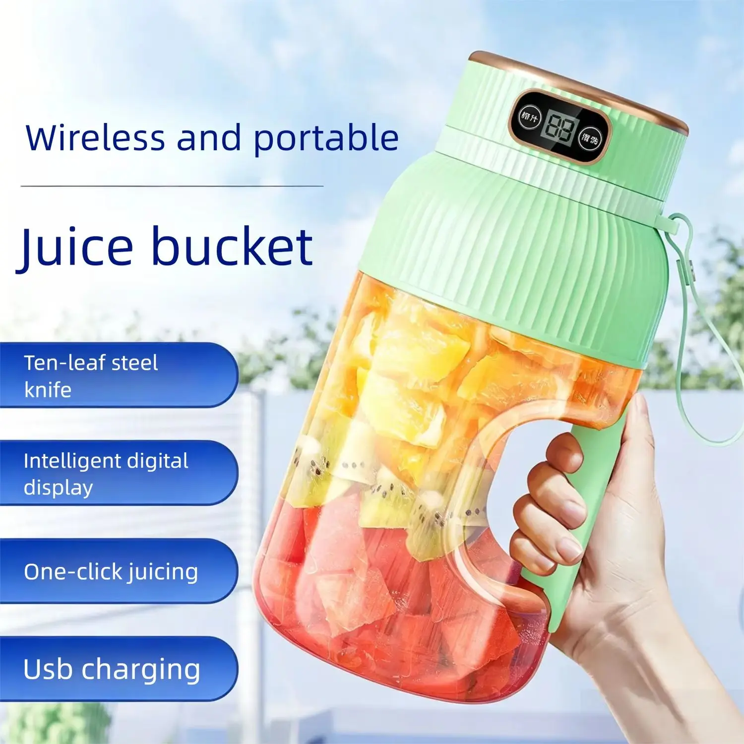 Fruit Juicer Cup Portable Electric Fruit Mixer Stirrng Cup Large Capacity Smoothie Quick Making Bottle Suitable Juice Production
Fruit Juicer Cup Portable Electric Fruit Mixer Stirrng Cup Large Capacity Smoothie Quick Making Bottle Suitable Juice Production