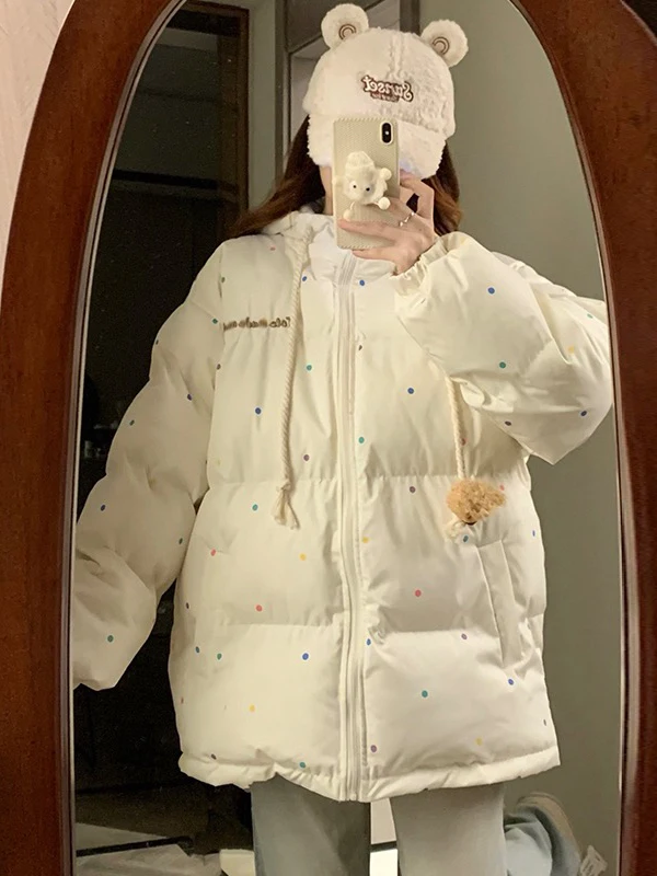 Cute Bear Cotton Jacket Thickened Winter Coat for Women Students Warm Bread Style Fashionable New Year's Robe School Sweet Style
Cute Bear Cotton Jacket Thickened Winter Coat for Women Students Warm Bread Style Fashionable New Year's Robe School Sweet Style