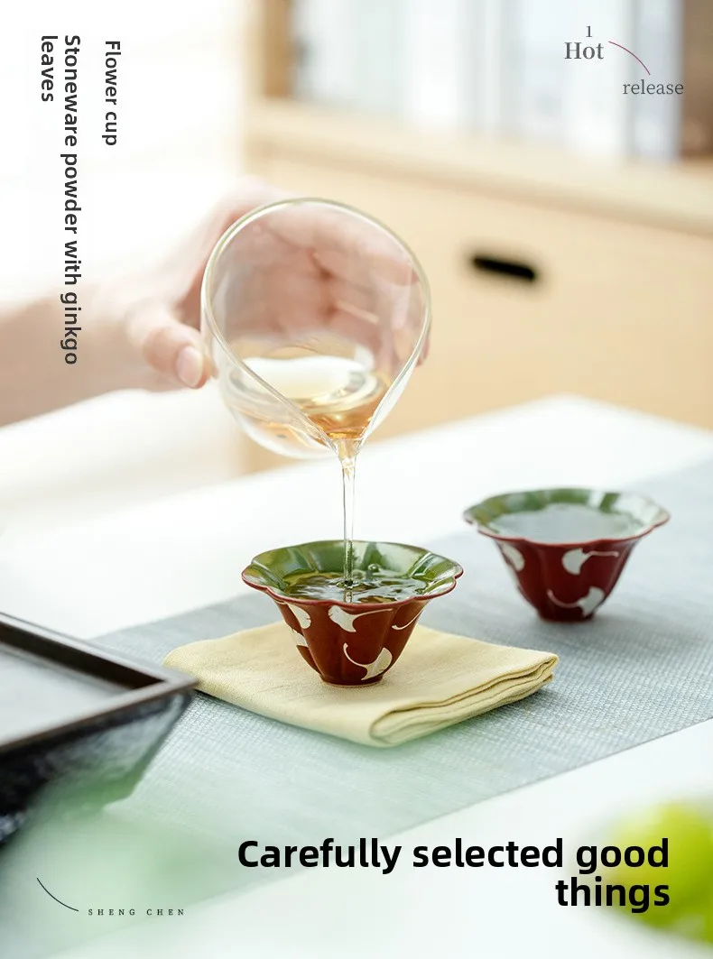 Japanese Teacups Set of 2, Ceramic Ginkgo Leaf Teacup with Saucer, 30ml, Red or Green
Japanese Teacups Set of 2, Ceramic Ginkgo Leaf Teacup with Saucer, 30ml, Red or Green