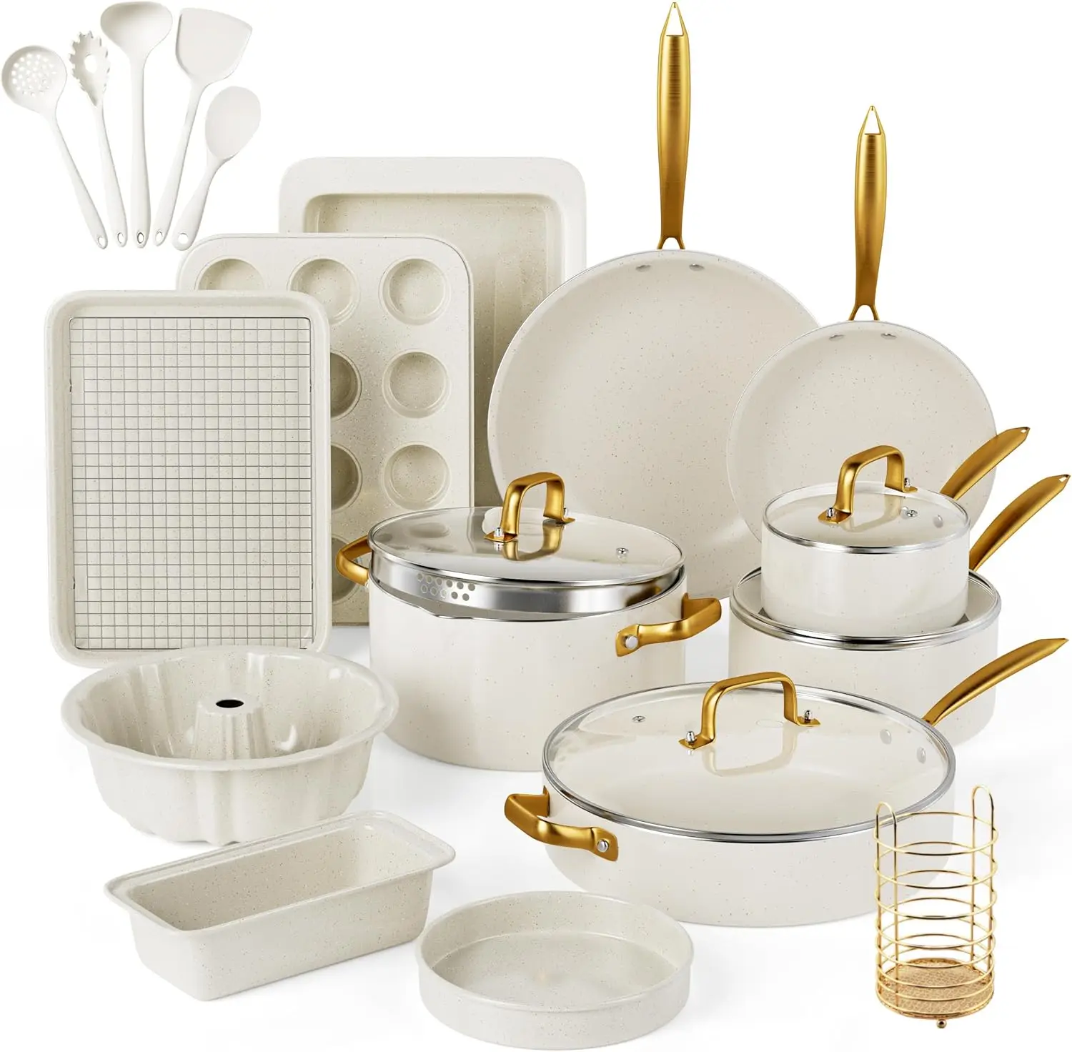 Pots and Pans Set Nonstick - Granite Cookware + Bakeware Set Kitchen Cookware Sets With Dutch Oven, Frying Pans, Saucepa
Pots and Pans Set Nonstick - Granite Cookware + Bakeware Set Kitchen Cookware Sets With Dutch Oven, Frying Pans, Saucepa