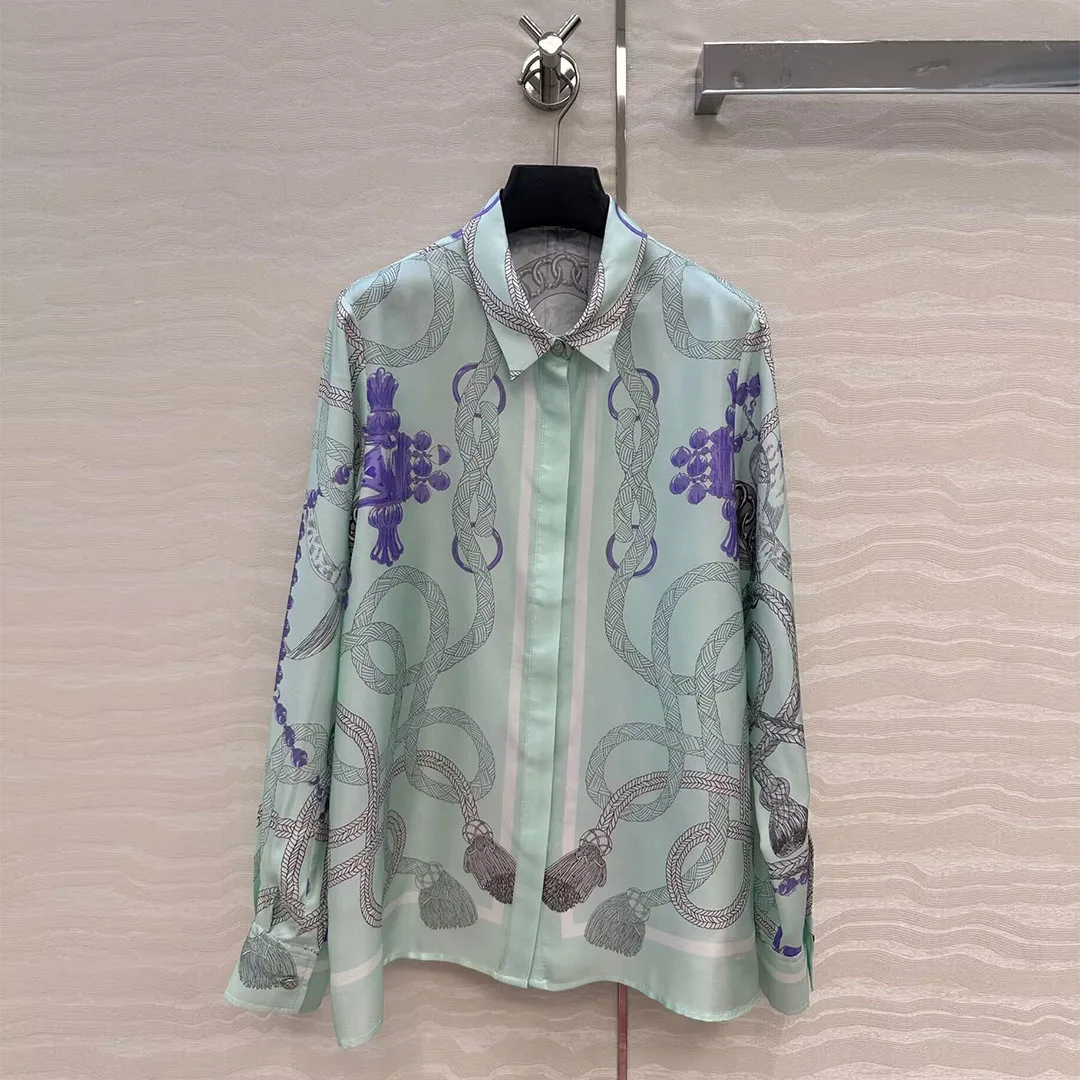 2025 New Spring Fashion 100% Twill Silk Shirt Women Vintage Rope Ethnic Print Pattern Lapel Long Sleeve Casual Blouses
2025 New Spring Fashion 100% Twill Silk Shirt Women Vintage Rope Ethnic Print Pattern Lapel Long Sleeve Casual Blouses