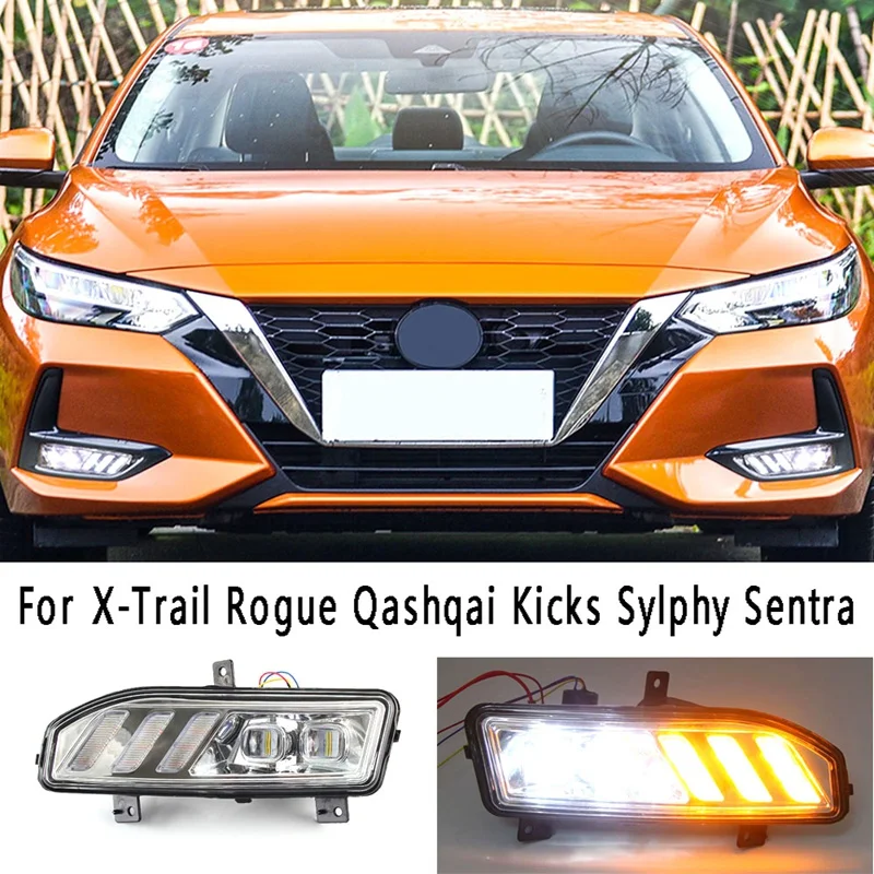 Front Fog Lights LED DRL Daytime Running Lights Turn Signal Lamp For Nissan X-Trail Rogue Qashqai Kicks Sylphy Sentra
Front Fog Lights LED DRL Daytime Running Lights Turn Signal Lamp For Nissan X-Trail Rogue Qashqai Kicks Sylphy Sentra
