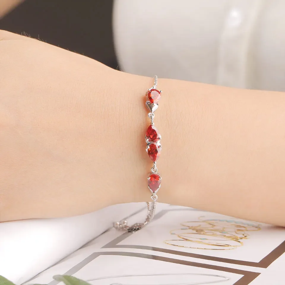 5*7mm Pear Bracelets Garnet Bracelet Adjustable Bracelet for Woman 925 Sterling Silver Bangles Fashion Jewelry
5*7mm Pear Bracelets Garnet Bracelet Adjustable Bracelet for Woman 925 Sterling Silver Bangles Fashion Jewelry