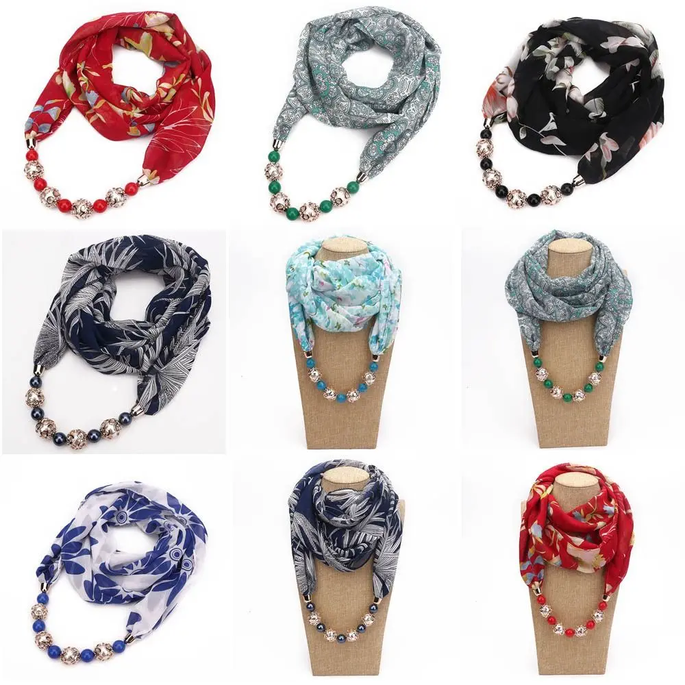 Fashion Chiffon Chiffon Necklace Scarf Flower Print Bohemia Jewelry Shawl With Beads Elegant Head Scarf Women
Fashion Chiffon Chiffon Necklace Scarf Flower Print Bohemia Jewelry Shawl With Beads Elegant Head Scarf Women