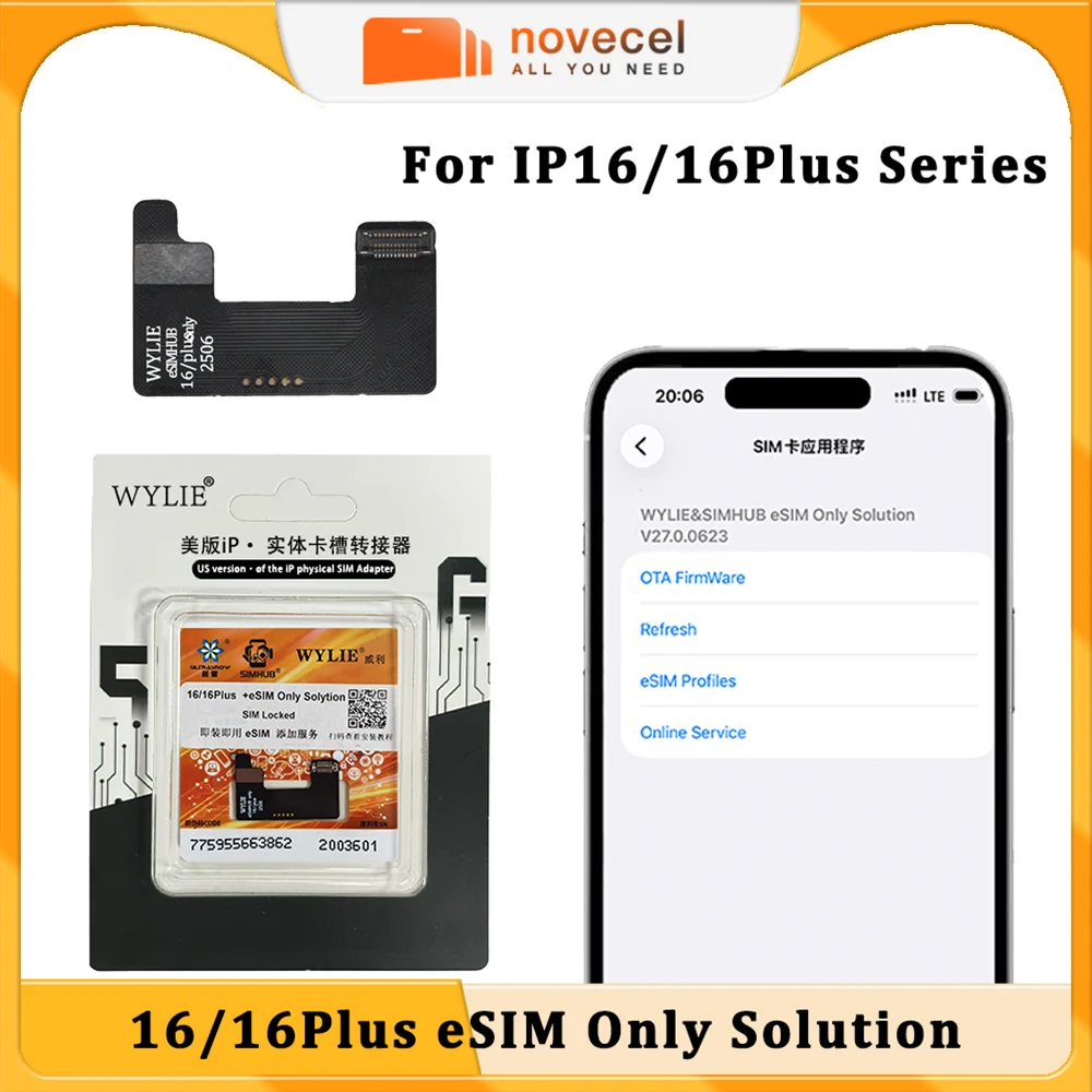 WYLIE SIMHUB ESM Only Solution Flex Cable for iPhone 16 16Plus No CNC No Physical SIM Retain Original ESM Support iOS 27
WYLIE SIMHUB ESM Only Solution Flex Cable for iPhone 16 16Plus No CNC No Physical SIM Retain Original ESM Support iOS 27