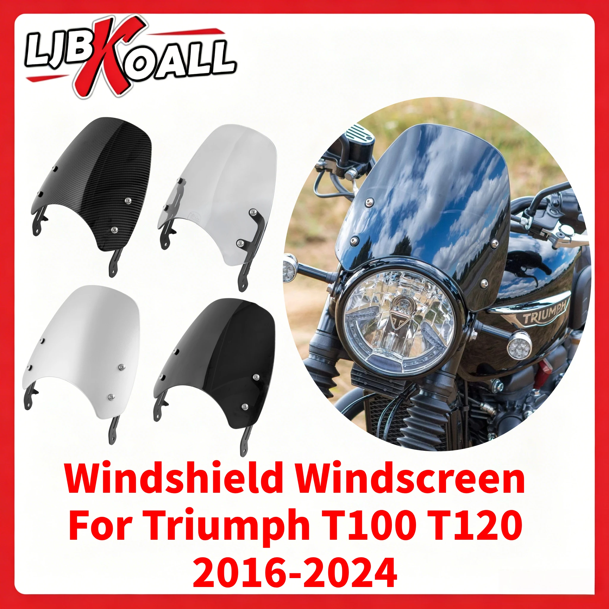 For Triumph T100 T120 2016-2024 Front Windshield Windscreen for Triumph T 120 T100 Wind Deflector Windshield Accessories
For Triumph T100 T120 2016-2024 Front Windshield Windscreen for Triumph T 120 T100 Wind Deflector Windshield Accessories