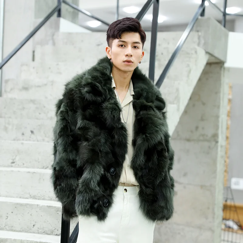 Real Fox Fur Coat Mens Winter Dark Green Short Genuine Leather Jacket fox fur Loose Overcoat Men Clothing
Real Fox Fur Coat Mens Winter Dark Green Short Genuine Leather Jacket fox fur Loose Overcoat Men Clothing
