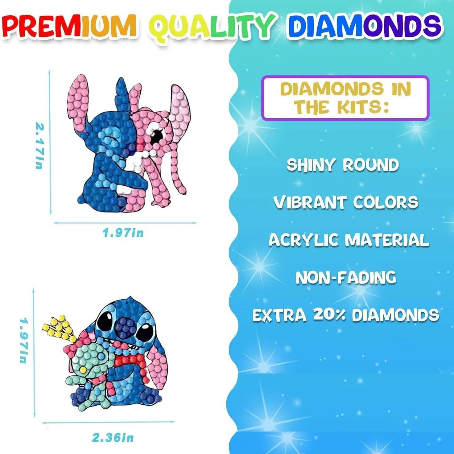 12Pcs Lilo & Stitch 5D Diamond Painting Stickers DIY Kit for Kids Cute Stitch Angel Art Crafts Beginner Handmade Decoration Gift
12Pcs Lilo & Stitch 5D Diamond Painting Stickers DIY Kit for Kids Cute Stitch Angel Art Crafts Beginner Handmade Decoration Gift