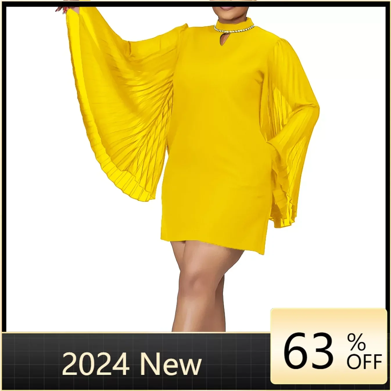 Plus Size Fashionable New Elegant Solid Color High Waisted Round Neck Flying Sleeve Wrap Buttocks Sexy Cape Dress
Plus Size Fashionable New Elegant Solid Color High Waisted Round Neck Flying Sleeve Wrap Buttocks Sexy Cape Dress