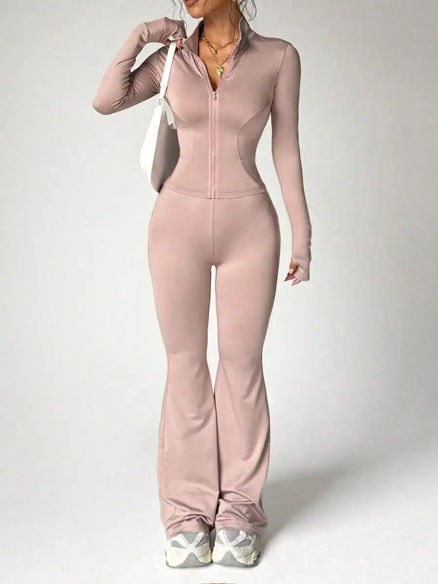 Women Solid Color Long Sleeve Zip Up Jumpsuit For Fitness Workout
Women Solid Color Long Sleeve Zip Up Jumpsuit For Fitness Workout