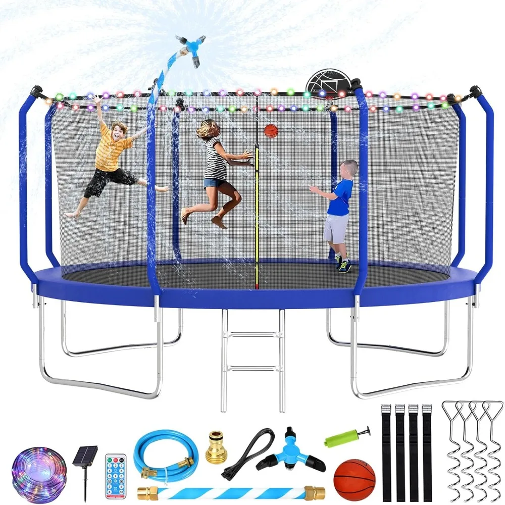 Upgraded Trampoline 8FT/10FT/12FT/14FT With Basketball Hoop, Light, Sprinkler, Stakes - Outdoor Backyard for 4-6 Kids
Upgraded Trampoline 8FT/10FT/12FT/14FT With Basketball Hoop, Light, Sprinkler, Stakes - Outdoor Backyard for 4-6 Kids