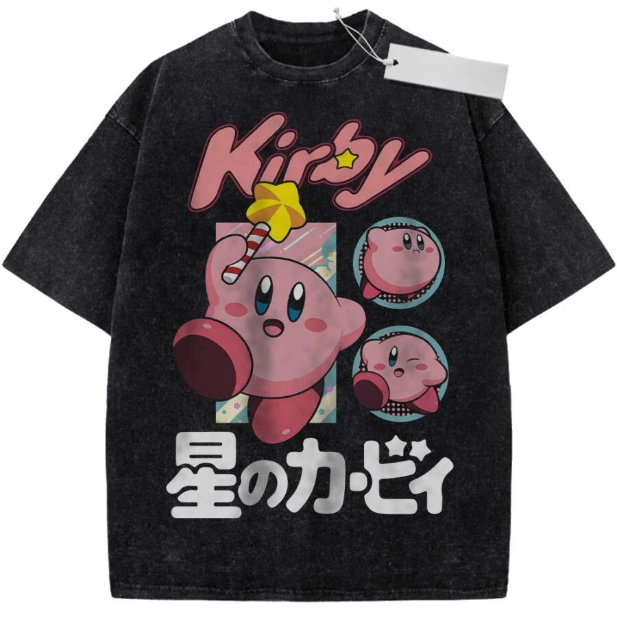 Unisex Washed Black Vintage T-shirt Kirby Star Allies High-quality Fabric for Home Leisure Travel Shopping
Unisex Washed Black Vintage T-shirt Kirby Star Allies High-quality Fabric for Home Leisure Travel Shopping
