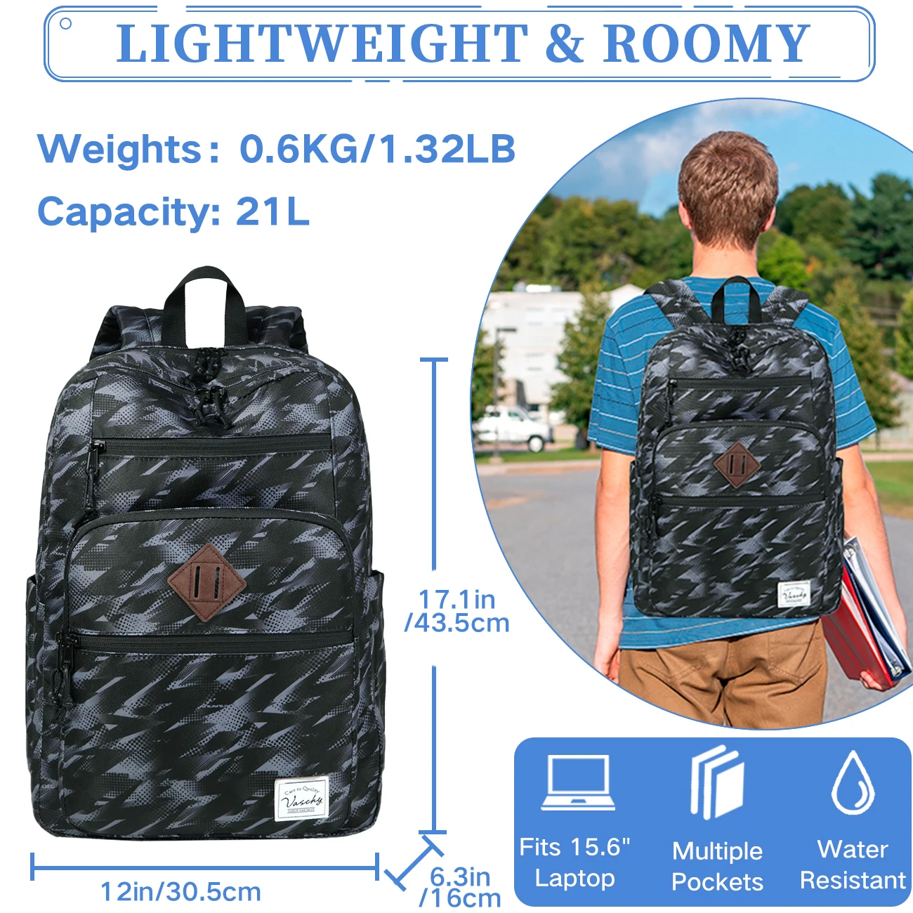 School Backpack for Men, Unisex Large Bookbag Schoolbag Casual Daypack for High School/College/Teens/Travel/Work Black
School Backpack for Men, Unisex Large Bookbag Schoolbag Casual Daypack for High School/College/Teens/Travel/Work Black