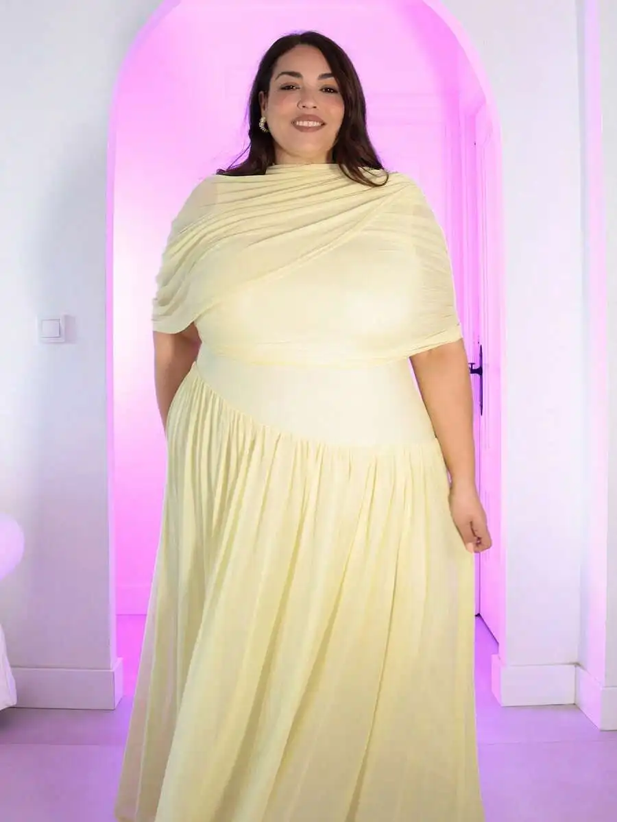 Plus Size Solid Yellow Cream Maxi Mermaid Dress Elegant Evening Party Dress
Plus Size Solid Yellow Cream Maxi Mermaid Dress Elegant Evening Party Dress