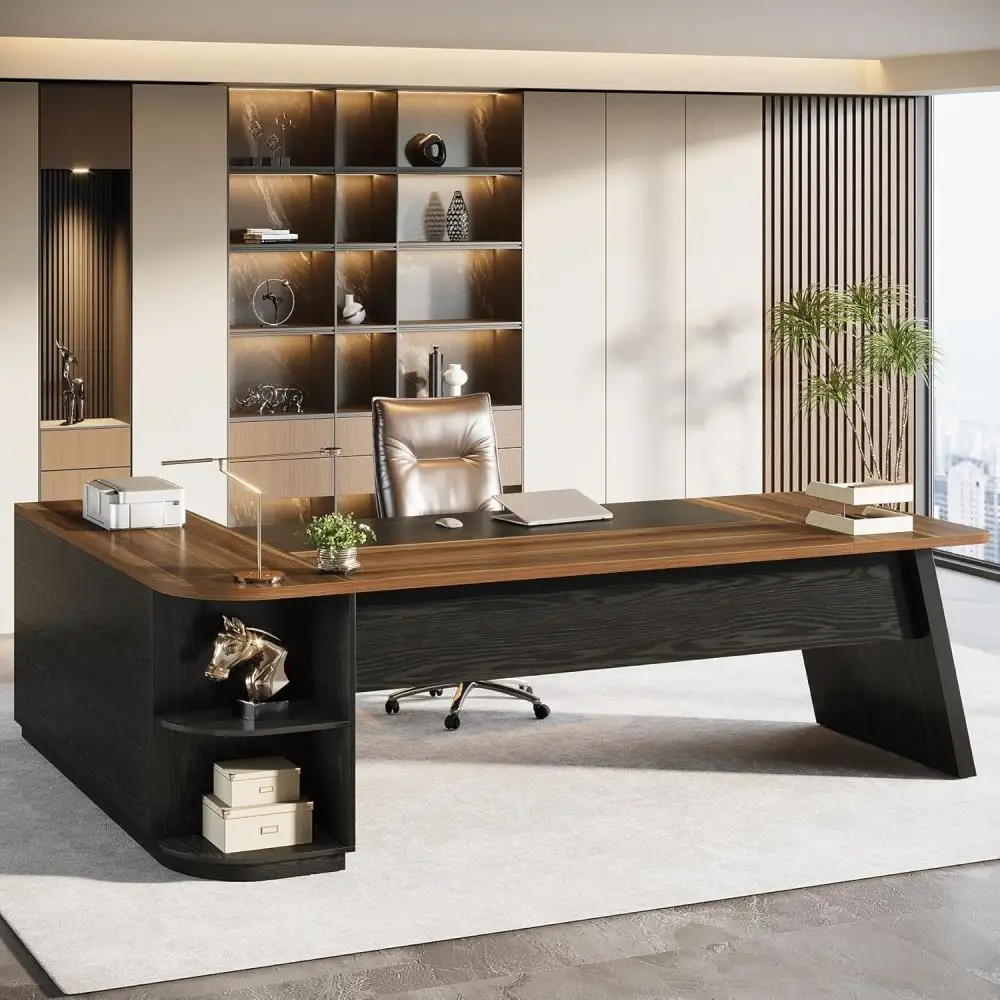Tribesigns 79-Inch Executive Desk, Large Office Desk with Cabinet, L-Shaped Compter Desk with Storage Shelves, Writing T
Tribesigns 79-Inch Executive Desk, Large Office Desk with Cabinet, L-Shaped Compter Desk with Storage Shelves, Writing T