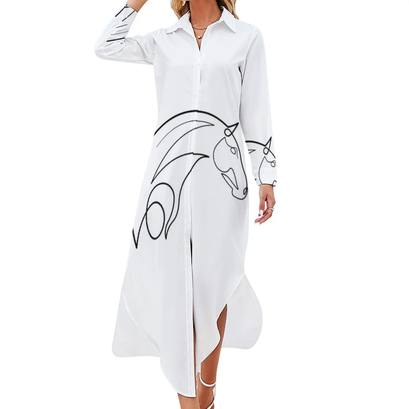 Horse one line art Long Sleeved Shirt Dress dresses korean style women formal occasion dresses
Horse one line art Long Sleeved Shirt Dress dresses korean style women formal occasion dresses