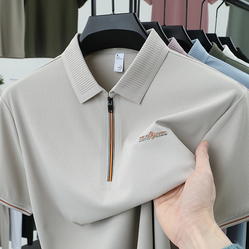 2025 summer new fashion business ice silk casual men's lapel short-sleeved T-shirt Korean version of foreign style top
2025 summer new fashion business ice silk casual men's lapel short-sleeved T-shirt Korean version of foreign style top