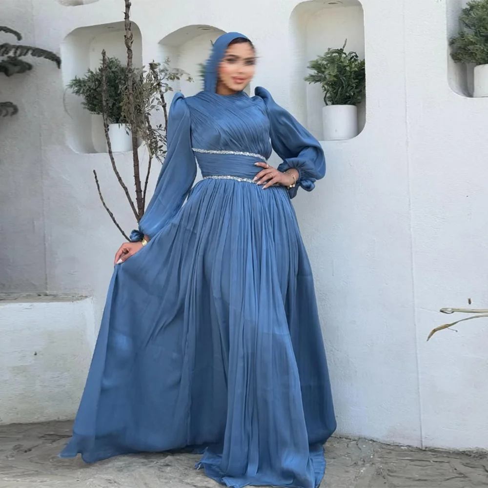 Customized Muslim Long Evening Dresses O-Neck Full Sleeve A-Line Pleat Sequined Long Prom Gown Modern organza Floor-Length Dress
Customized Muslim Long Evening Dresses O-Neck Full Sleeve A-Line Pleat Sequined Long Prom Gown Modern organza Floor-Length Dress