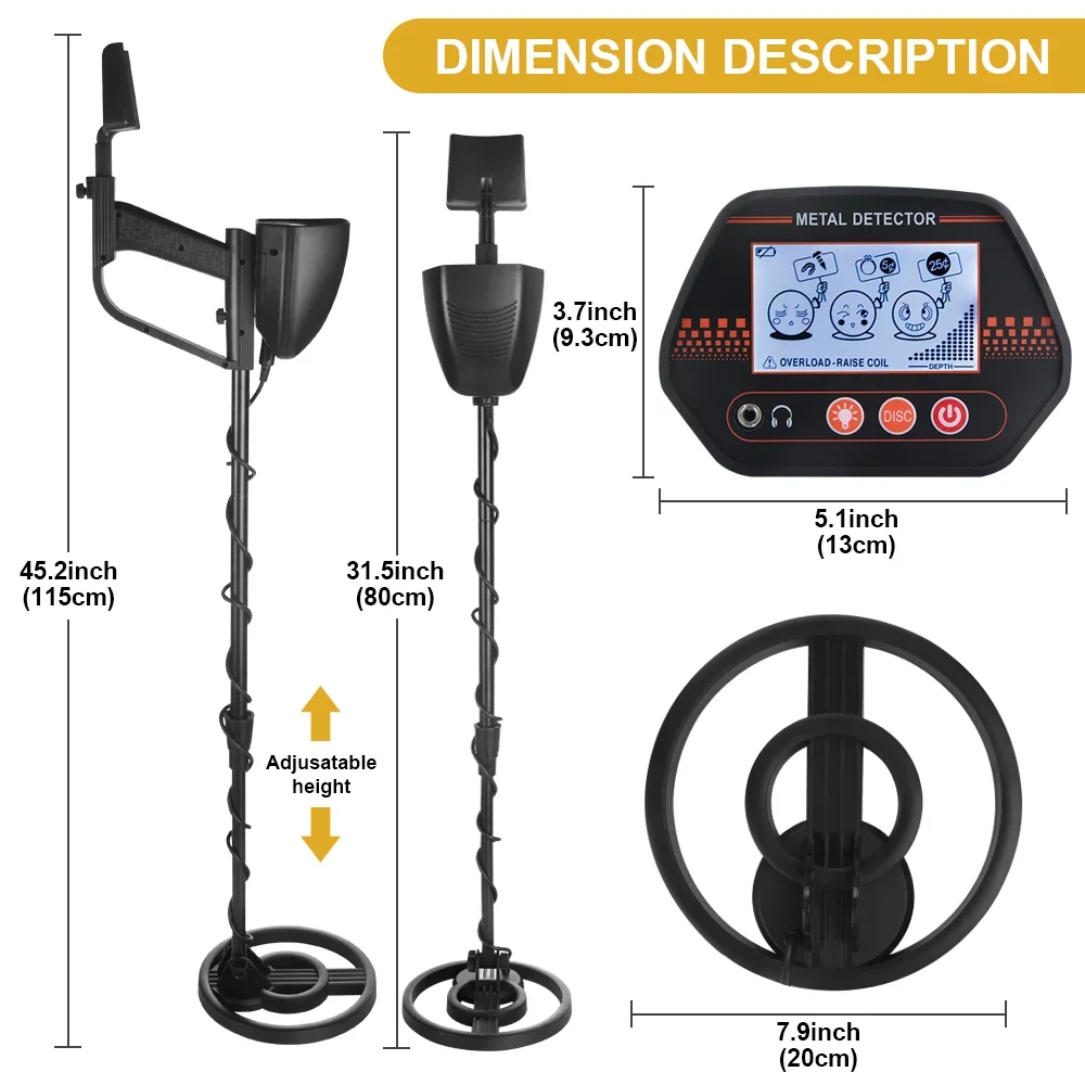 MD4070 Underground Metal Detector High Sensitivity Waterproof Coil LCD Display Treasure Gold Finder for Adults & Kids
MD4070 Underground Metal Detector High Sensitivity Waterproof Coil LCD Display Treasure Gold Finder for Adults & Kids