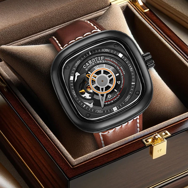 A men's business gentleman-style practical watch with a square dial and red PU leather strap
A men's business gentleman-style practical watch with a square dial and red PU leather strap