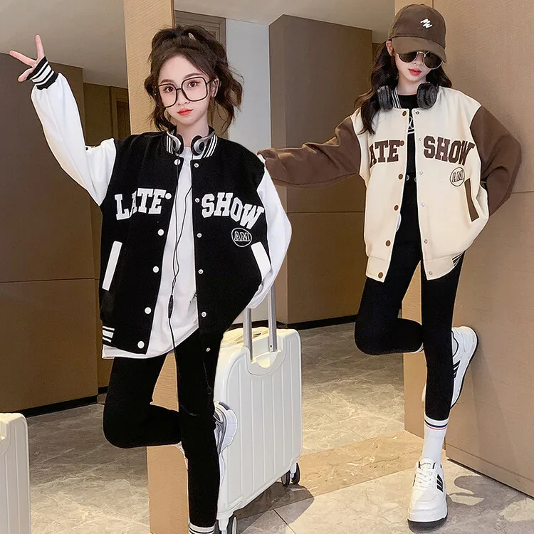 Girl Top 2024 New Spring Autumn Korean Fashion Style Casual Baseball Uniform Girls Letter Print Long Sleeve Coats Kids Clothes
Girl Top 2024 New Spring Autumn Korean Fashion Style Casual Baseball Uniform Girls Letter Print Long Sleeve Coats Kids Clothes