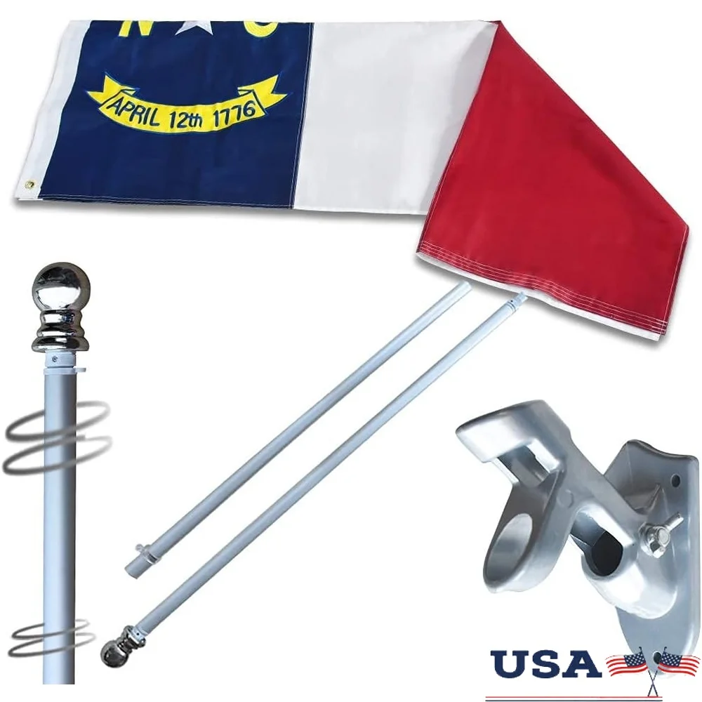 North Carolina State Flag Kit Complete Set with 100 Polyester Flag Tangle Free Spinning Pole Metal Base Fade Resistant
North Carolina State Flag Kit Complete Set with 100 Polyester Flag Tangle Free Spinning Pole Metal Base Fade Resistant