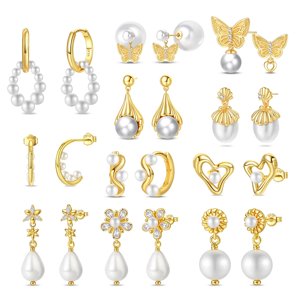Stylish and Elegant 925 Sterling Silver Golden Heart Star Flower Geometric Wave Imitation Pearl Earrings Exquisite Party Outfit
Stylish and Elegant 925 Sterling Silver Golden Heart Star Flower Geometric Wave Imitation Pearl Earrings Exquisite Party Outfit