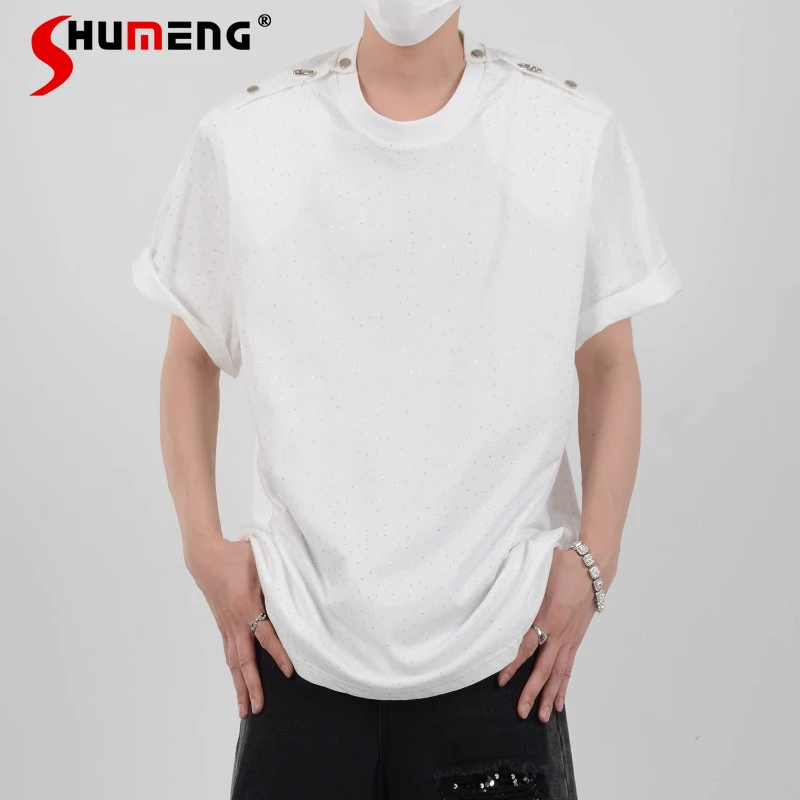 Men's 2025 Summer New High-end Metal Decorative Tops Male Starry Sky Hot Diamond Short-sleeve T-shirts Male Round Neck Tees
Men's 2025 Summer New High-end Metal Decorative Tops Male Starry Sky Hot Diamond Short-sleeve T-shirts Male Round Neck Tees