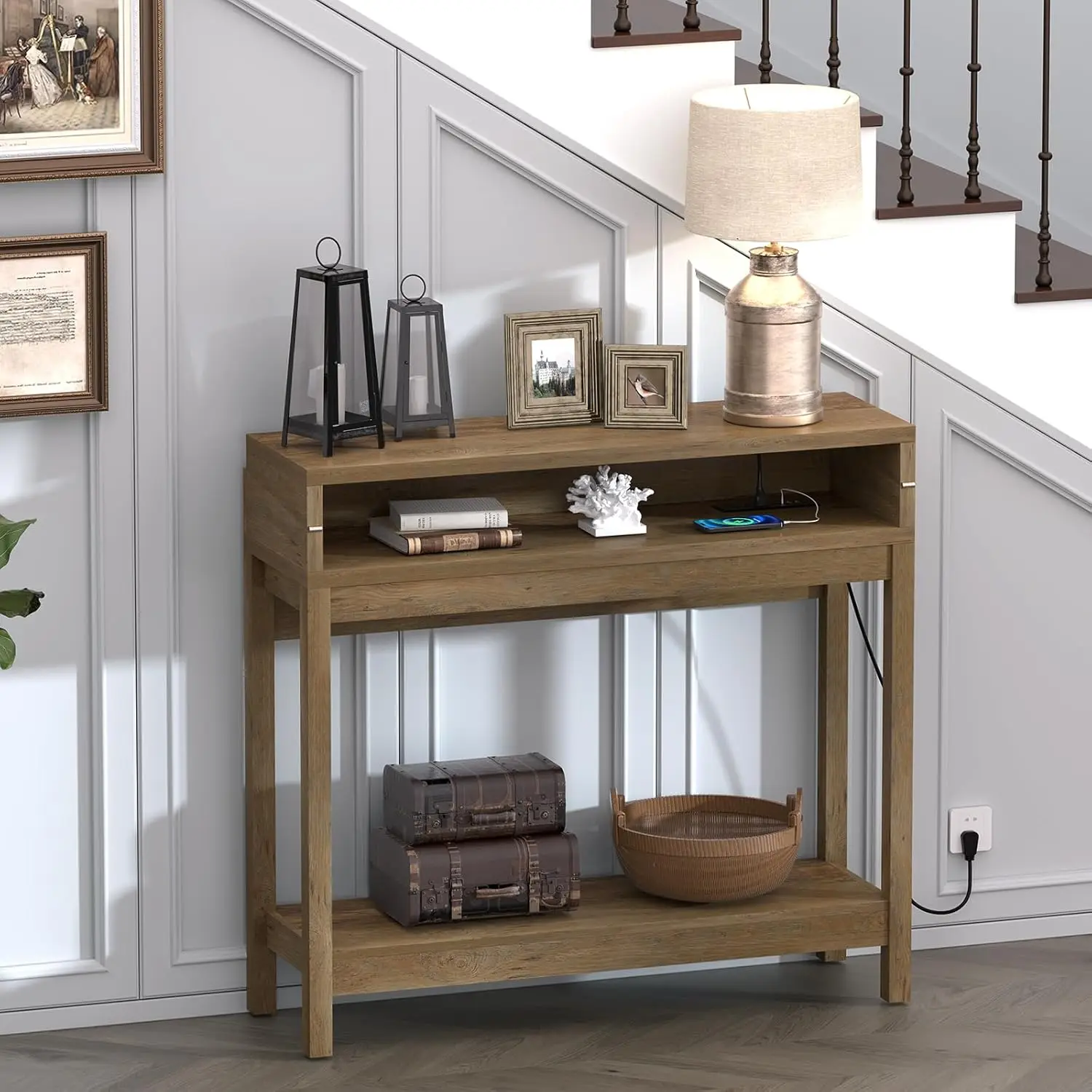 Foldable End Table With Charging Station, 38"" Narrow Sofa Table, Entryway Table With Anti-Tip Design, 100Lb Acity Console
Foldable End Table With Charging Station, 38"" Narrow Sofa Table, Entryway Table With Anti-Tip Design, 100Lb Acity Console