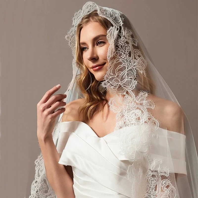 Mantilla Catholic Wedding Bridal Veils Lace Trim With Comb Blusher White Ivory Tulle Two Layers Accessories For Brides
Mantilla Catholic Wedding Bridal Veils Lace Trim With Comb Blusher White Ivory Tulle Two Layers Accessories For Brides