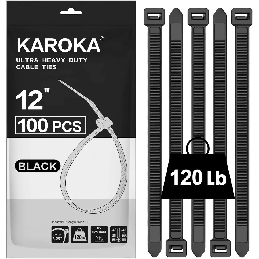 Zip Ties 12 inch Heavy Duty Zip Ties with 120 Pounds Tensile gth Black Cable Ties 100 Pieces by
Zip Ties 12 inch Heavy Duty Zip Ties with 120 Pounds Tensile gth Black Cable Ties 100 Pieces by