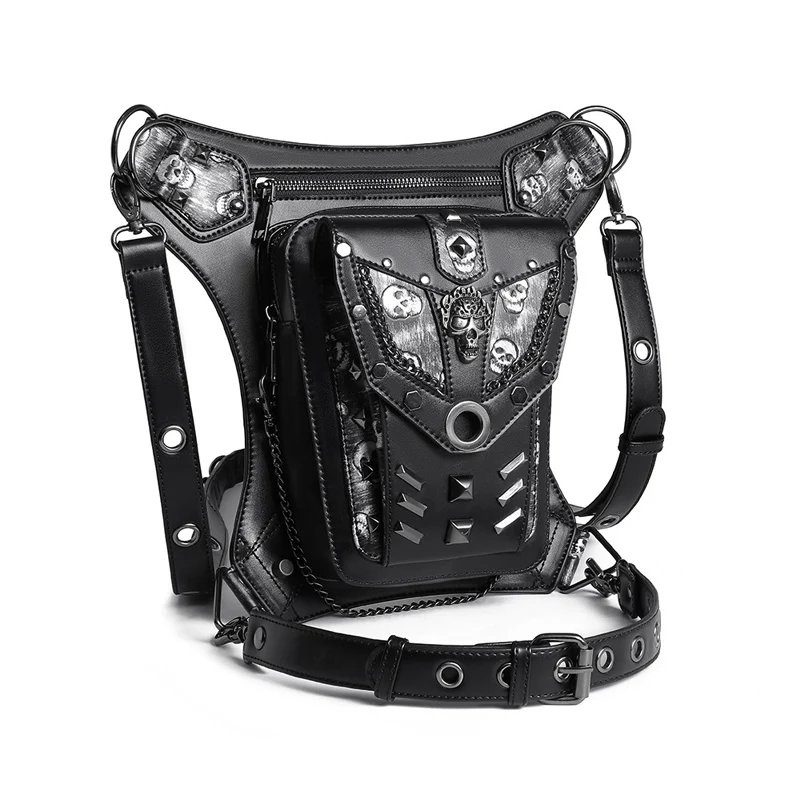 Hot Selling High-Quality PU Leather Punk Chain Pack Skull Head Motorcycle Backpack Men Women Shoulder Crossbody Bags Fanny Pack
Hot Selling High-Quality PU Leather Punk Chain Pack Skull Head Motorcycle Backpack Men Women Shoulder Crossbody Bags Fanny Pack