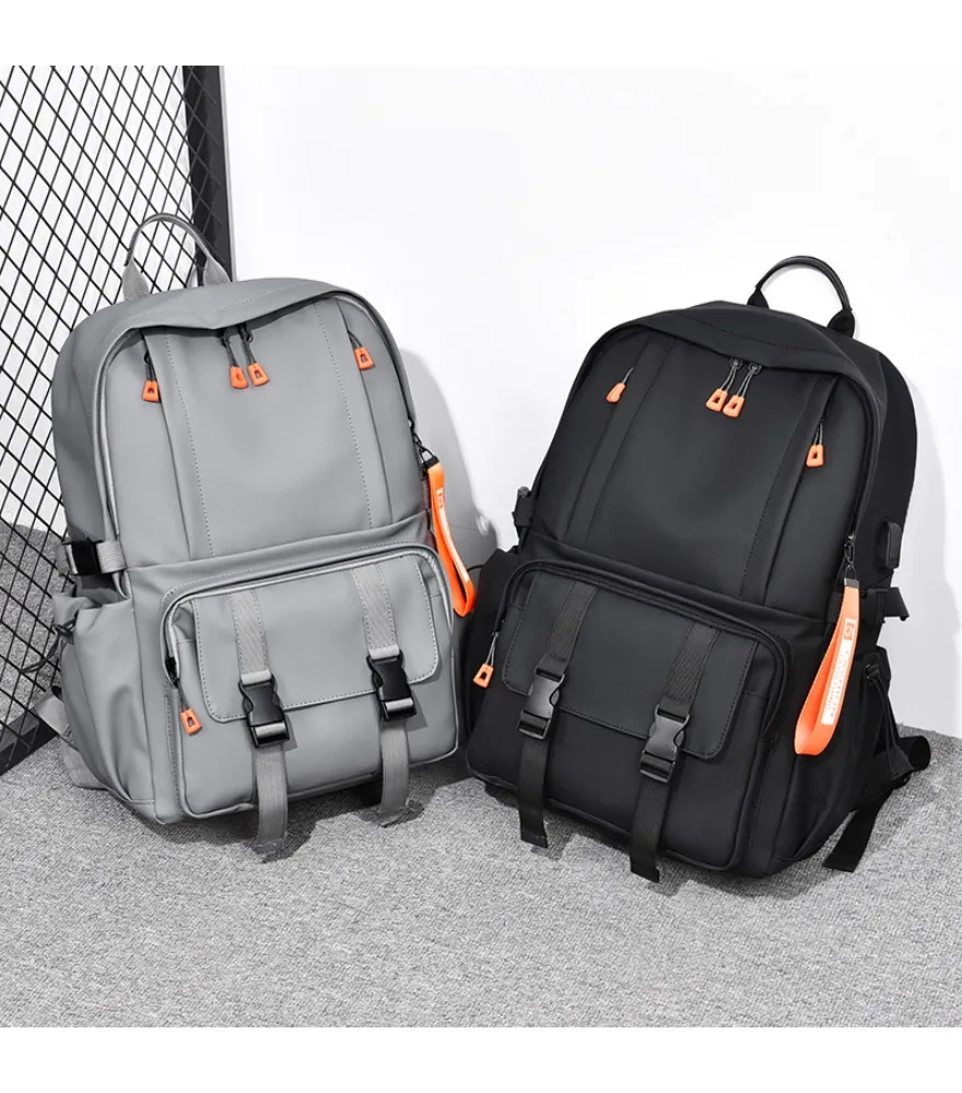 Black flap backpack with orange zipper pulls and tag anti splash multi inner compartments for young people daily casual use
Black flap backpack with orange zipper pulls and tag anti splash multi inner compartments for young people daily casual use