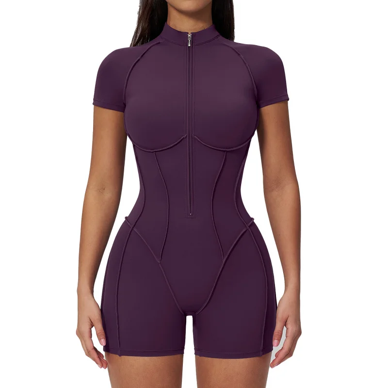 Summer Sportswear Woman Gym Clothes Woman Golf Wear Women Fitness Jumpsuit With Stand-up Collar And Zipper Slim Fit Bodysuit
Summer Sportswear Woman Gym Clothes Woman Golf Wear Women Fitness Jumpsuit With Stand-up Collar And Zipper Slim Fit Bodysuit