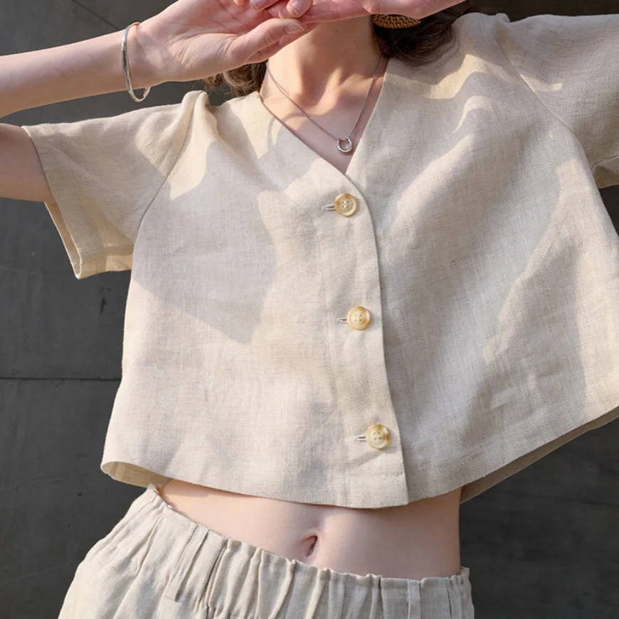 Винтажная однотонная женская рубашка с коротким рукавом, оверсайз блузка, новинка 2026 года, летний базовый топ, хлопково-льняная шикарная рубашка для женщин, блузка
Винтажная однотонная женская рубашка с коротким рукавом, оверсайз блузка, новинка 2026 года, летний базовый топ, хлопково-льняная шикарная рубашка для женщин, блузка