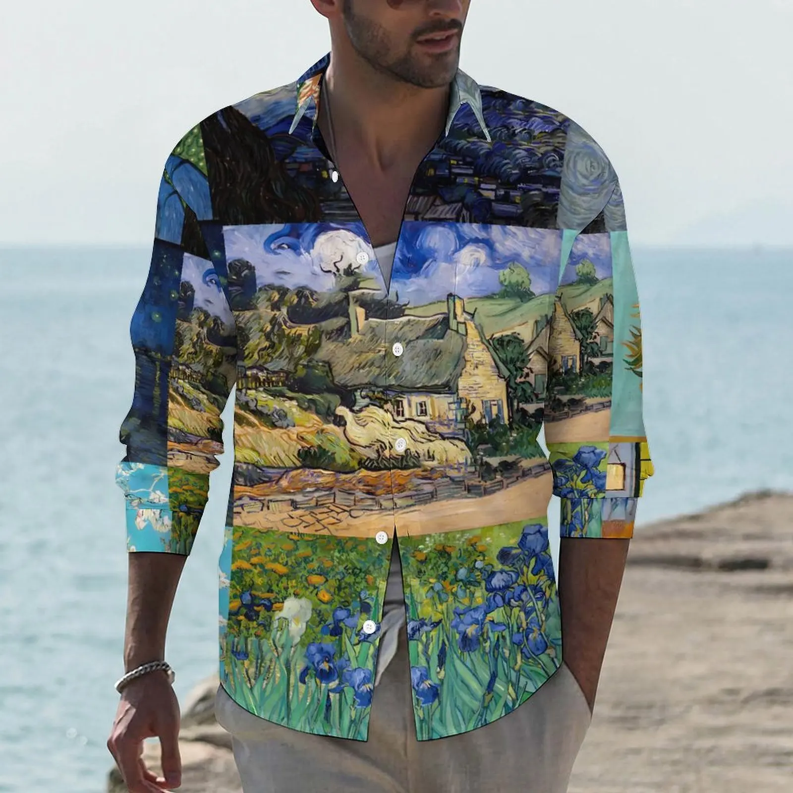 Vincent Van Gogh Shirt Masterpieces Patchwork Casual Shirts Long Sleeve Design Street Blouses Autumn Trending Oversized Top
Vincent Van Gogh Shirt Masterpieces Patchwork Casual Shirts Long Sleeve Design Street Blouses Autumn Trending Oversized Top