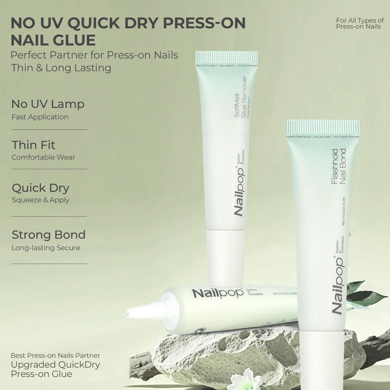 Nailpop Nail Glue Gel & Remover Kit Strong Adhesive Nail Quick Dry Gentle Plant-Based Formula Press On False Nail Tips 1/2pc
Nailpop Nail Glue Gel & Remover Kit Strong Adhesive Nail Quick Dry Gentle Plant-Based Formula Press On False Nail Tips 1/2pc