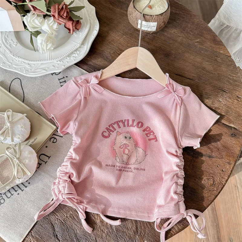 Sweet Cute Girls New Short Sleeve Baby Girl Drawstring Heart Sweet Cartoon ChildrenTShirt Topt
Sweet Cute Girls New Short Sleeve Baby Girl Drawstring Heart Sweet Cartoon ChildrenTShirt Topt