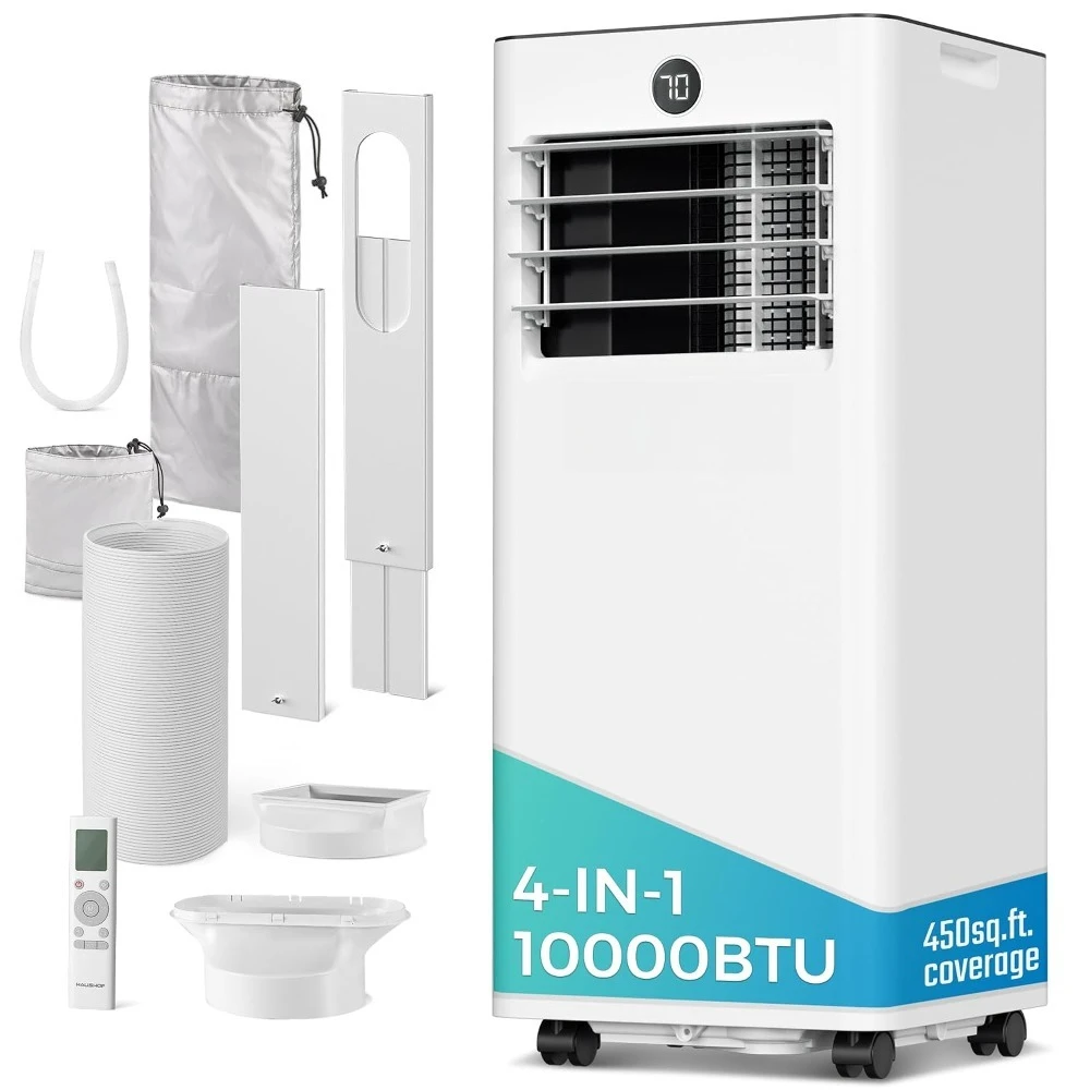 10000 BTU Portable Air Conditioner with Cool, Fan, Dry & Sleep Mode for 450 sq.ft Room, Remote, 24H Timer, Window Kit, Custom
10000 BTU Portable Air Conditioner with Cool, Fan, Dry & Sleep Mode for 450 sq.ft Room, Remote, 24H Timer, Window Kit, Custom